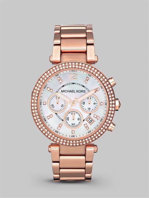 michael kors watch womens rose gold mother of pearl face|Rose.